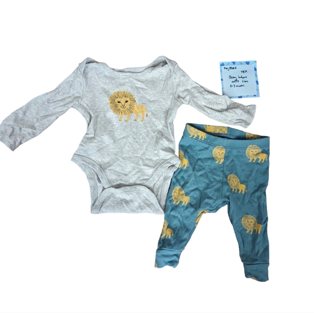 Tea Collection Baby Bodysuit Outfit Lions 0-3 Months